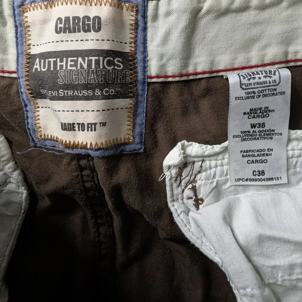 Y2k Levi's Brown Denim Multi Pocket Cargo Pocket Shorts